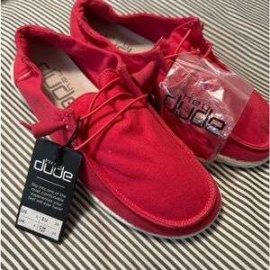 Hey Dude coral red slip on loafer shoes size woman’s 8